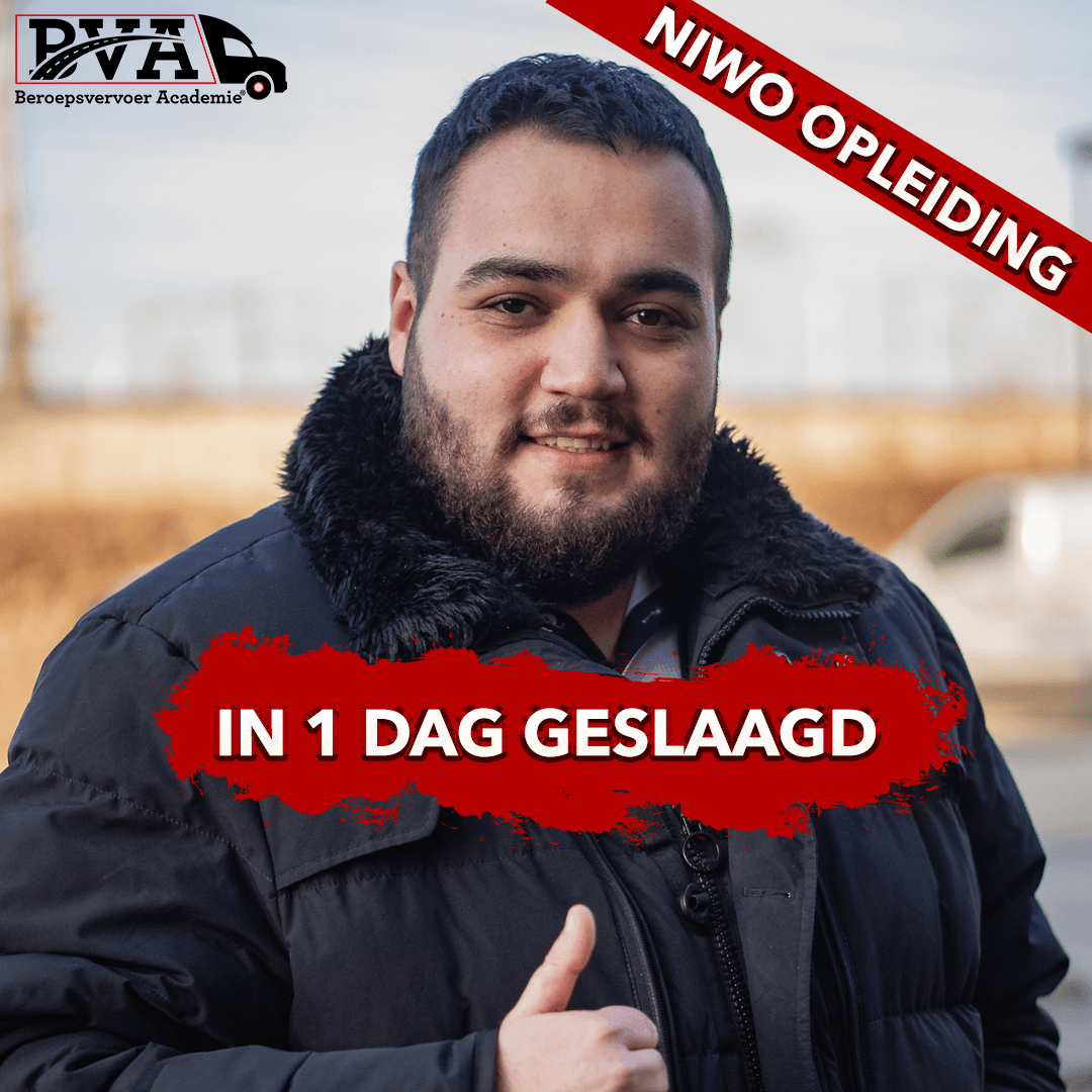 Geslaagde cursist van de NIWO-opleiding bij Beroepsvervoer Academie